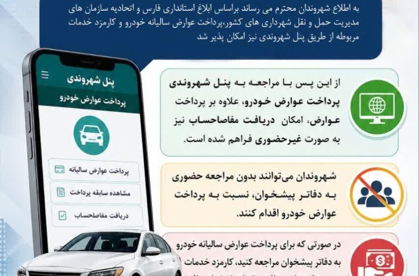 پرداخت آنلاین عوارض خوردرو